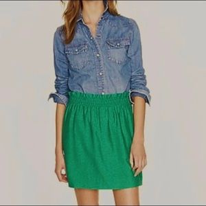 J. Crew Crinkle City Mini Skirt Emerald Green Sz 00 fits size 2-4